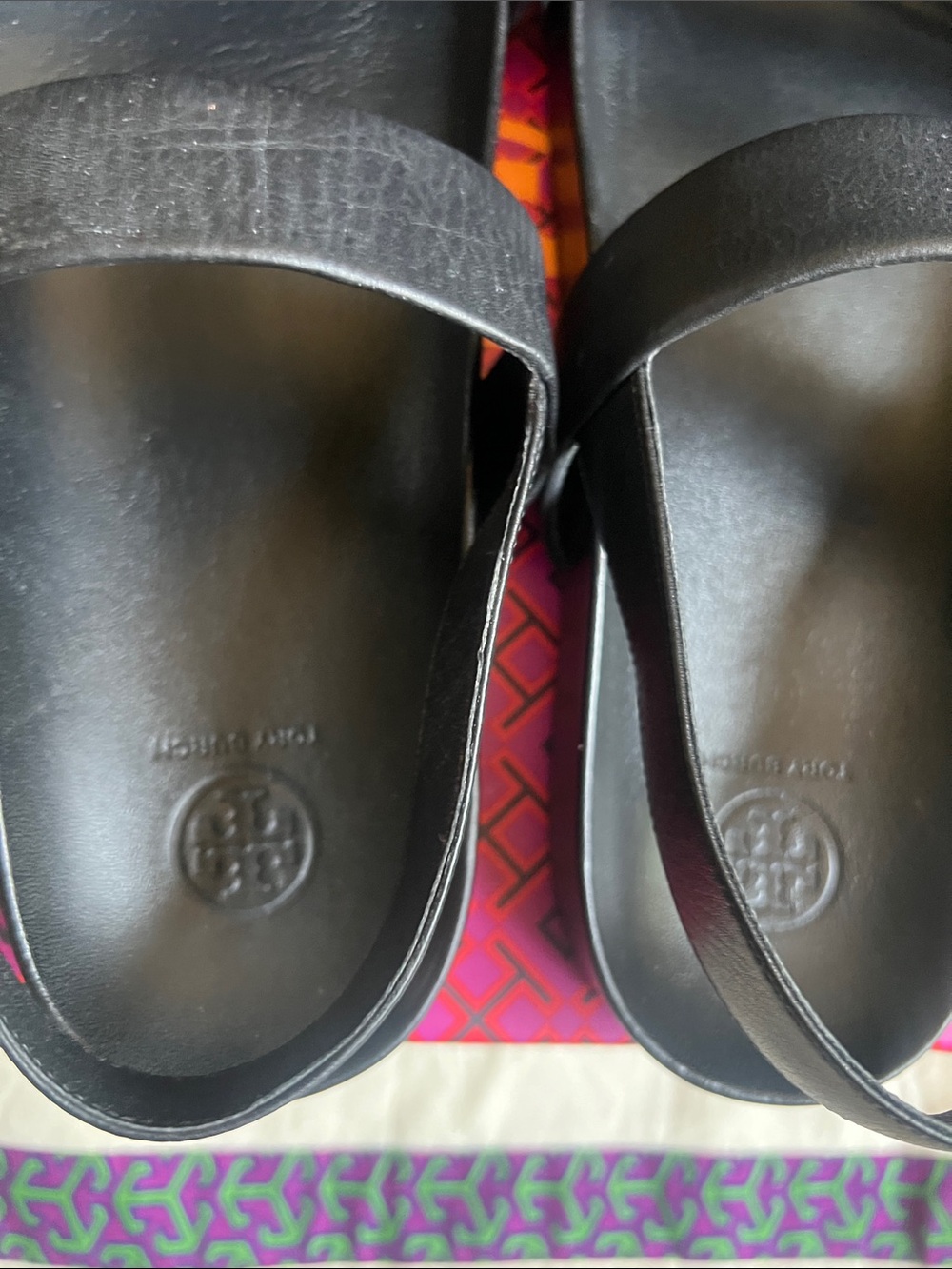 Tory Burch Black Leather Double-Strap Sport Sandals with Gold Buckles Size 11 - Picture 4 of 6
